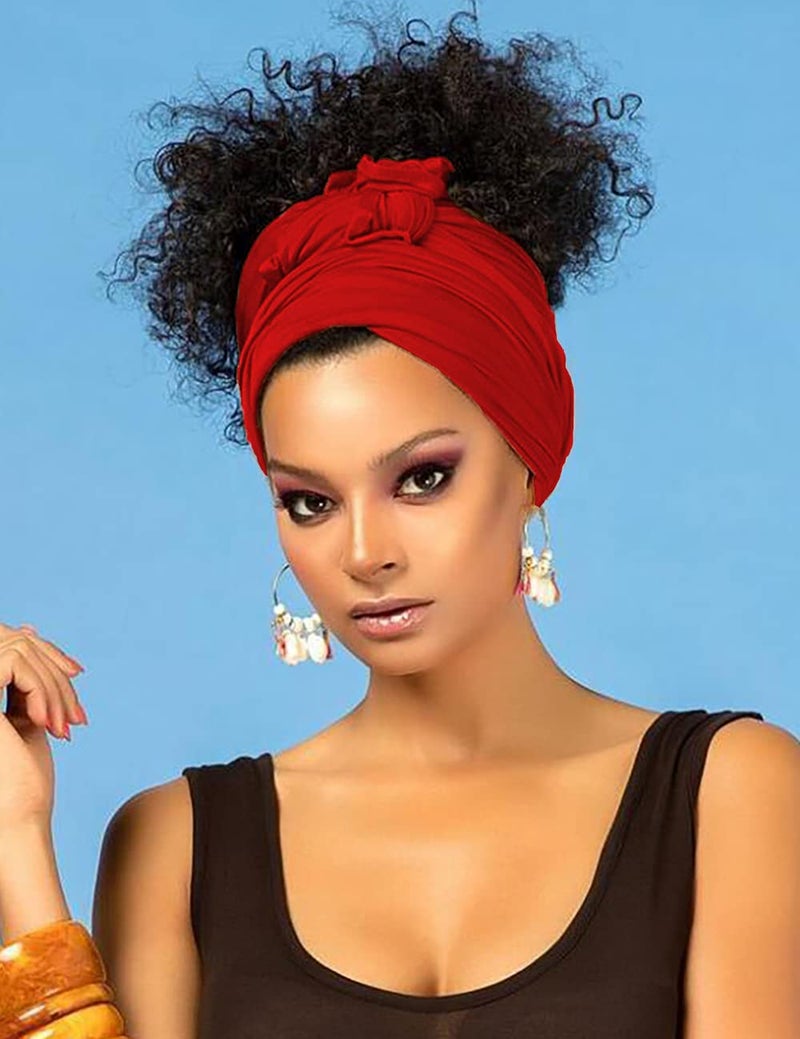 Harewom Hair Wrap for Black Women Long and Large Turban Headwrap Scarf for Braid Headbands Wine Red - Image 4